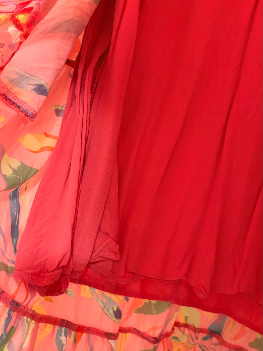 Bright Pink Floral Tiered Midi Dress with Flutter Sleeves - Picture 7 of 9
